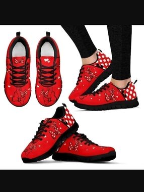 "MINNIE MOUSE" Dots And Bows Sneakers Lightweight Shoes Size 7 Women’s